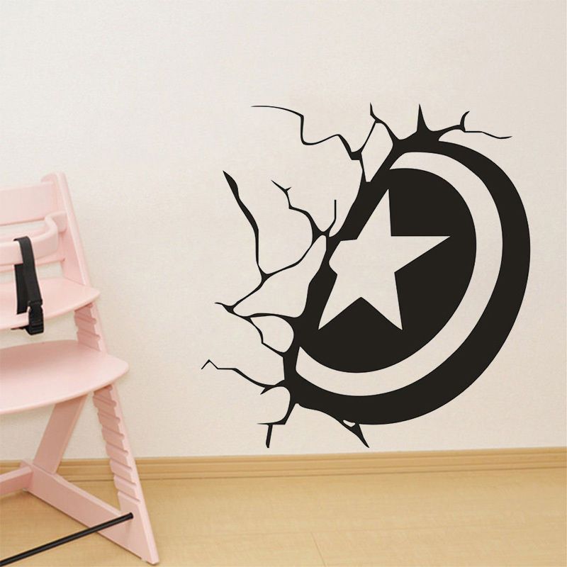 Creative 3D Captain America Shield Wall Decal Superhero ...