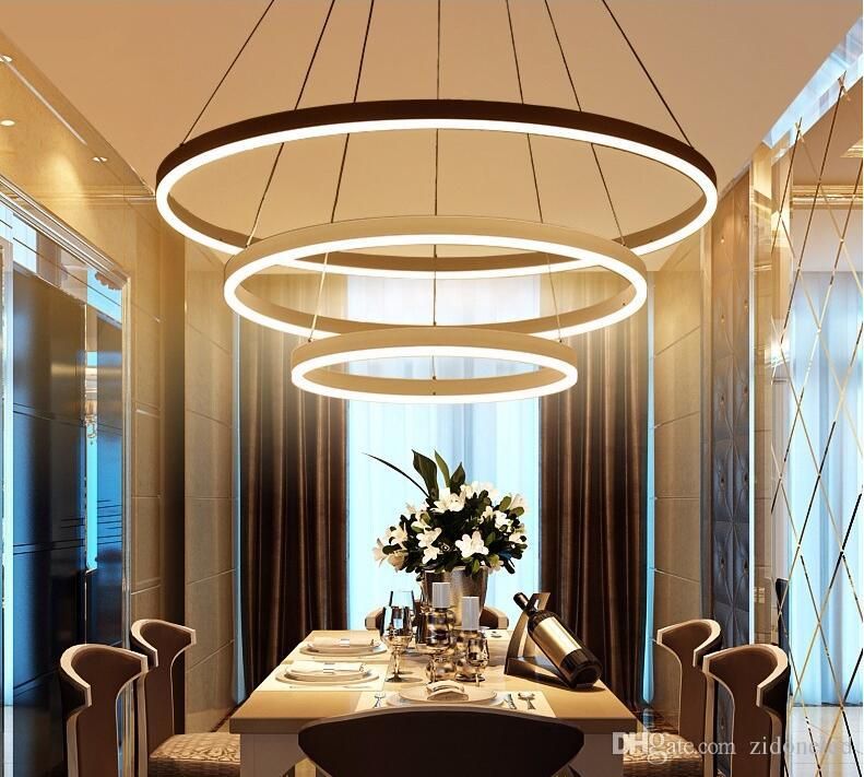 Circel Rings Modern Led Pendant Lights Acrylic Chandeliers Lighting Circel Rings Modern Led Pendant Lights Acrylic Chandeliers Lighting Designer Lamps Living Room Dining Fixtures Copper Light Kitchen