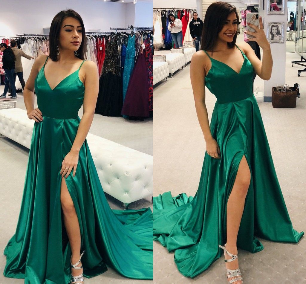 Stretch Satin Long Formal Dresses