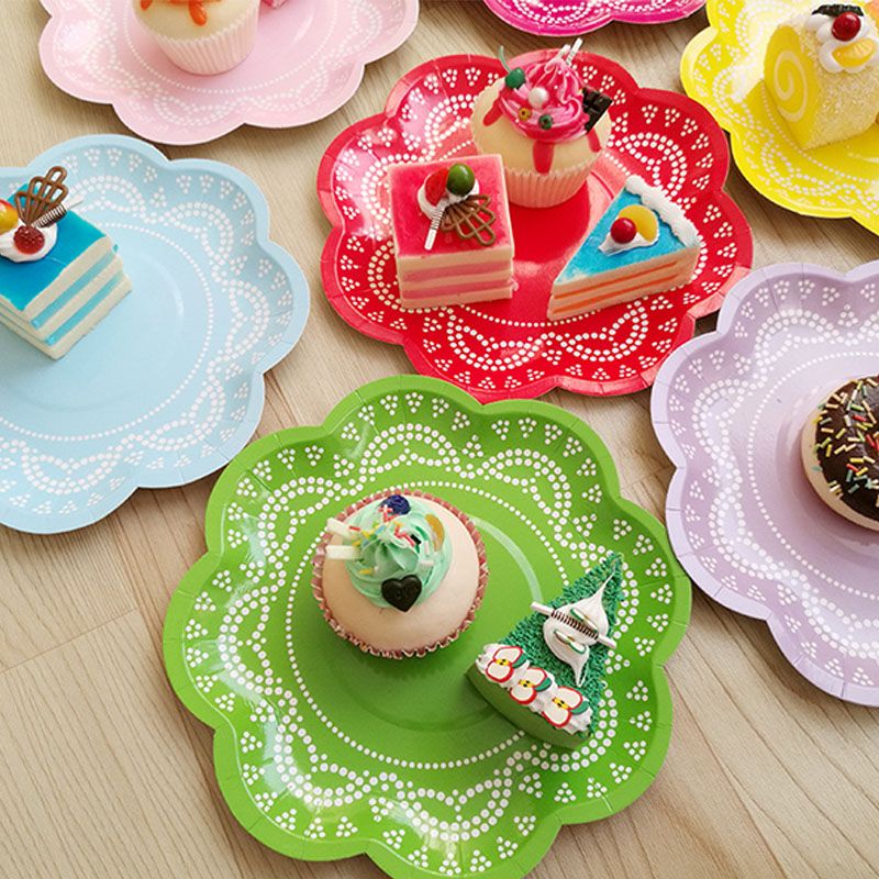 2020 Lace Pastel Flower Paper Plates Pink Blue Purple Paper Plate Cups