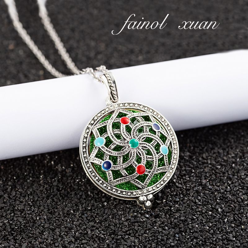 Whole Aroma Diffuser Necklace Open Antique Retro Small Box Whole Aroma Diffuser Necklace Open Antique Retro Small Box Pendant Perfume Essential Oil Aromatherapy With 1 Pad A 50 Key