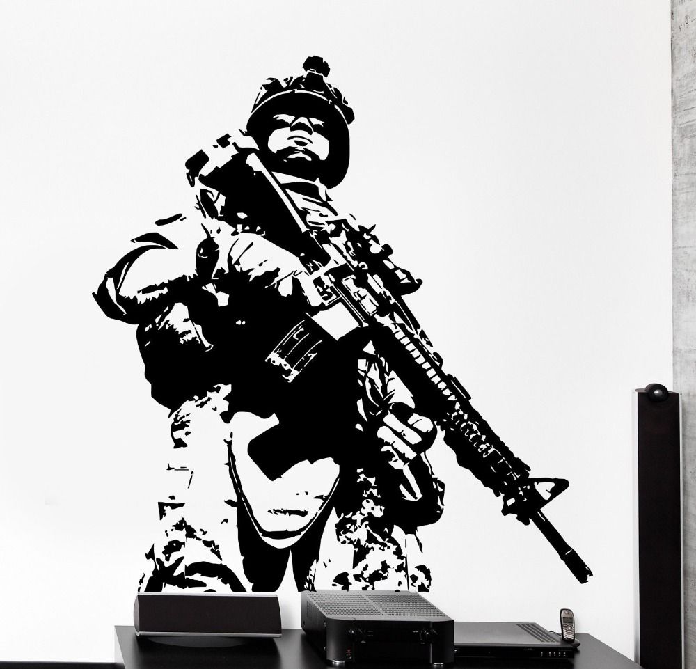 Soldier Marine Army Military Guys Wall Sticker For Living Room House Decoration