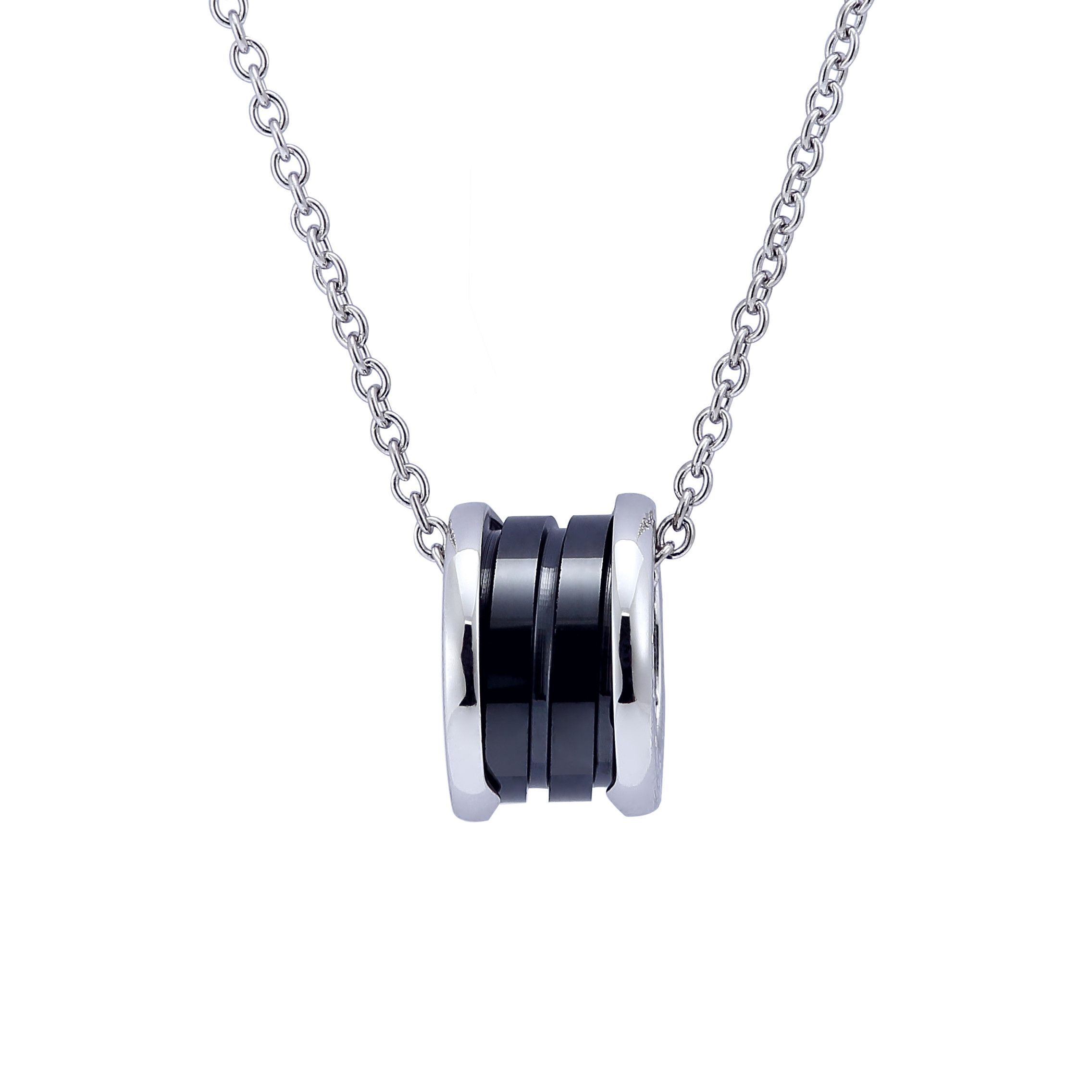 Whole Silver Goldl Spring Pendants Necklace Titanium Stesl White Whole Silver Goldl Spring Pendants Necklace Titanium Stesl White Black Ceramic Circular Ring Pendant For Women Fashion Jewelry Party Gift Gold