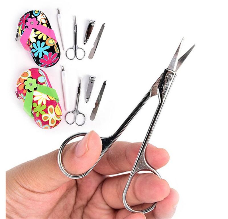 4pcs Slippers Shaped Nail Art Manicure Set Nail Care Tools Mini Finger Nail Cutter Clipper File Scissor Tweezers Random Free Dhl