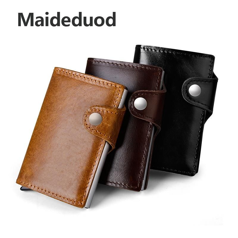 maideduod 2018 new genuine leather metal men card holder rfid aluminium high quality credit card holder with rfid blocking mini wallet card holder anti - Magnetic Card Holder maideduod 2018 new genuine leather metal men card holder rfid aluminium high quality credit card holder with rfid blocking mini wallet card holder anti - Magnetic Card Holder