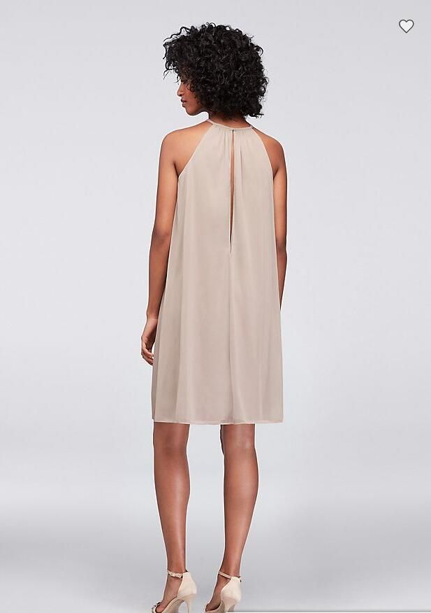 soft mesh halter short bridesmaid dress