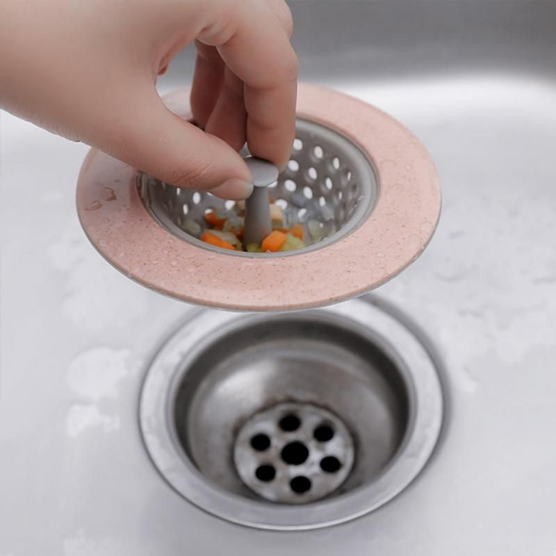 Silicone Wheat Straw Kitchen Sink Strainer Bathroom Shower Drain Sink Plug Cover Colander Sewer Hair Filter Strainer