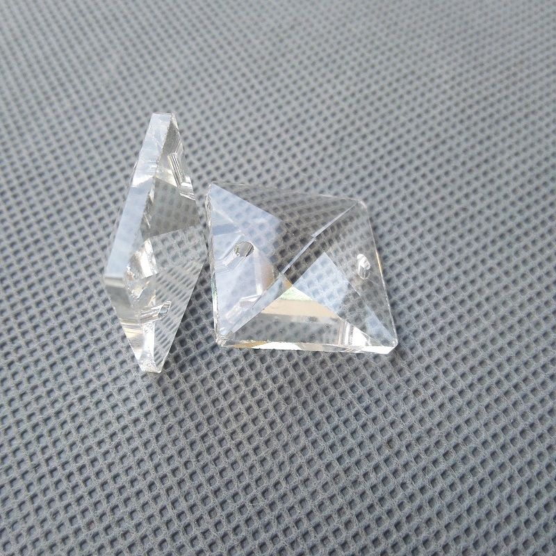 100pcs Lot 22 22mm Machine Grinding Clear Square Crystal Beads Prism Diy Chandelier Lamp In 2 Holes Home Curtain Accessories