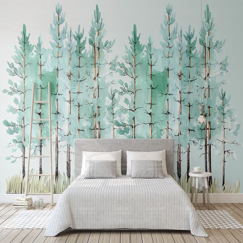 custom 3d photo wallpaper mural modern mint green fresh wood nordic tv  background wall painting wallpaper bedroom living room decor