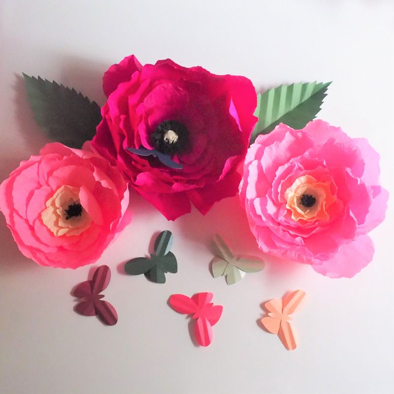 creative crepe large paper flowers leaves butterflies wedding paper flower mobiles