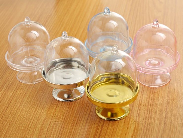 2019 transparent mini cake plastic stand wedding favor boxes cake mini cake box