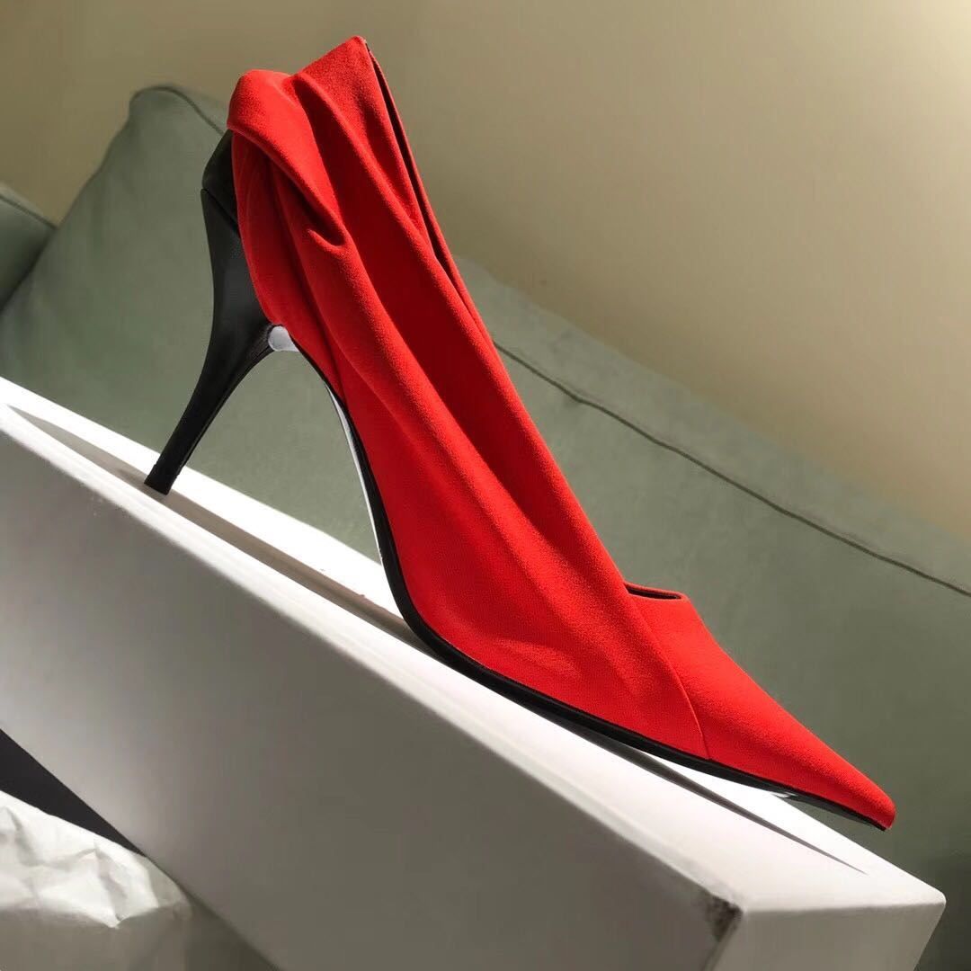 Acheter Bout Pointu Femmes Chaussures À Talons Hauts Robe De Soirée 2018 Printemps Automne Slip On Soie Satin Femme Mariage Pompes Chaussures Rouge Noir Gris Chaussures À Talons De 69,01 € Du