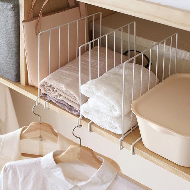 Urijk 3pcs Closet Shelf Dividers Space Saving Shelves Wire Design White Wardrobe Chest Drawer Organizer Clothes Storage Rack
