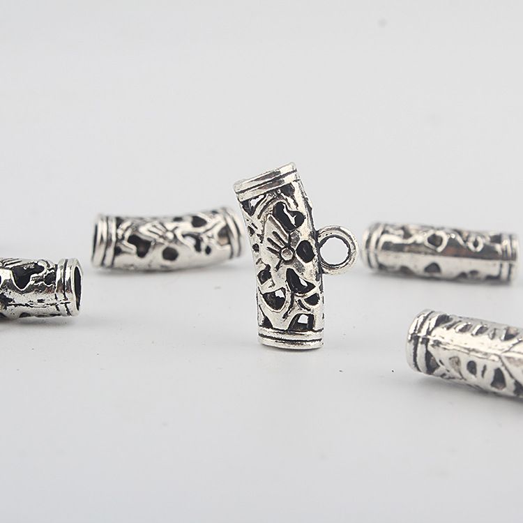 DREADLOCK BEADS Grânulos De Metal Prata Esculpida Tibetano Conjunto de Acessórios de Cabelo Decoração Grande Buraco Beads Cuff Clipe