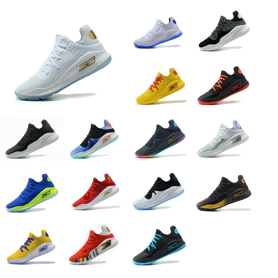 Cheap Mens Curry 4 IV Low Cut Basketball Shoes for Sale White Black Red