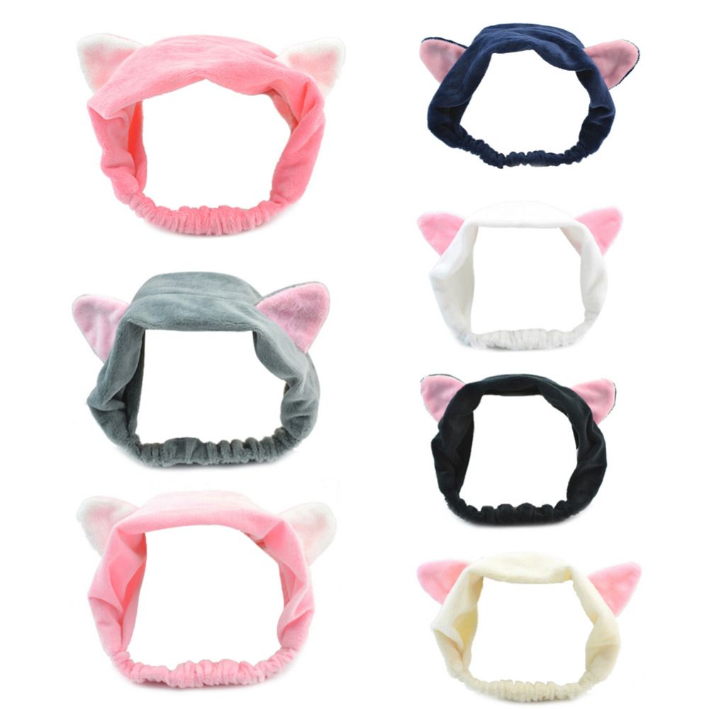 Wholesale Cute Elastic Cat Ears Headbands For Women Girls Makeup Face Washing Headband Headwrap