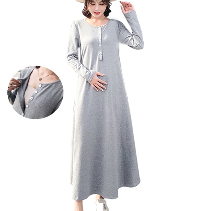 Maternity Nursing Maxi Long Dress Plus Size Breast Feeding Dresses For Pregnant Women Ol Pregnancy Autumn Casual Fashion Dresses