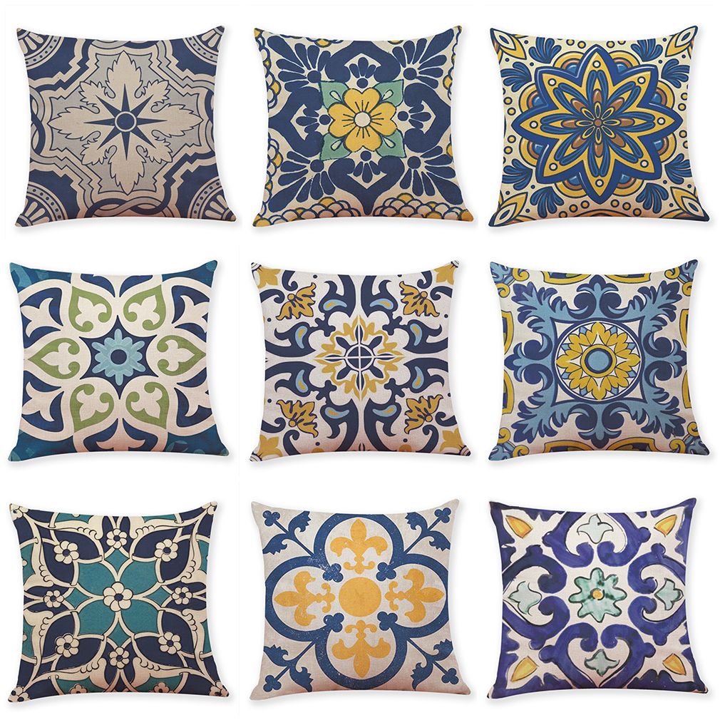 Creative Pattern Linen Cushion Covers Home Office Sofa Square