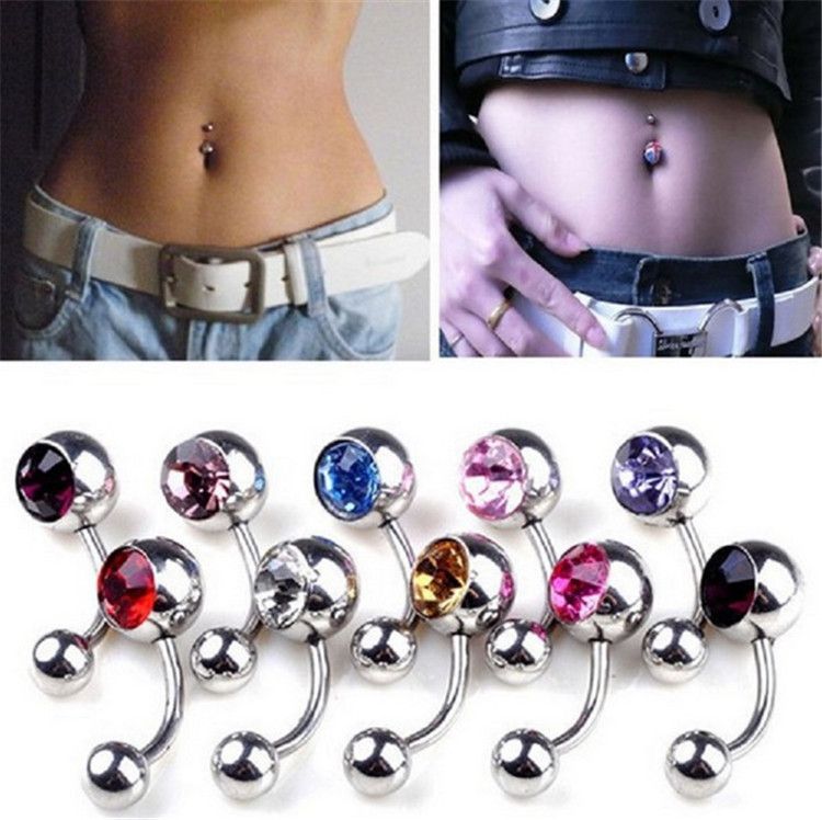 2020 Body Jewelry Piercings Stainless Steel Rhinestone Belly Rings