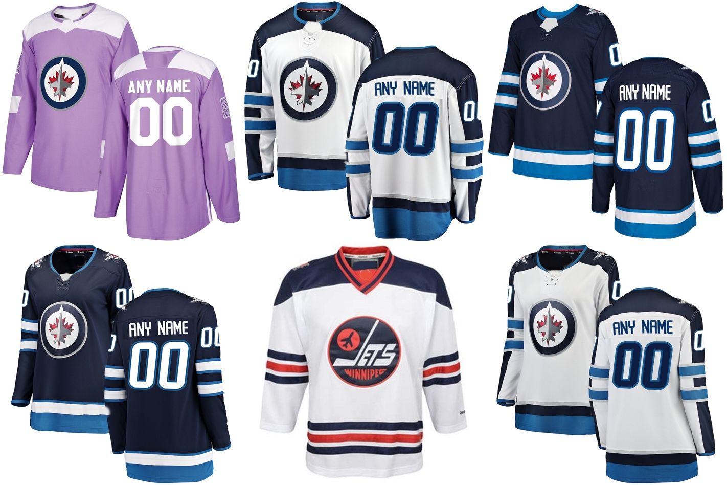 2019 Wholesale Top Quality Custom Winnipeg Jets Men Womens Youth
