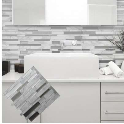 Weiß grau Marmor Mosaik Peel und Stick Wand Fliese selbstklebende Backsplash DIY Küche Badezimmer Home Wall Decal Aufkleber Vinyl 3D Weiß grau Marmor Mosaik Peel und Stick Wand Fliese selbstklebende Backsplash DIY Küche Badezimmer Home Wall Decal Aufkleber Vinyl 3D