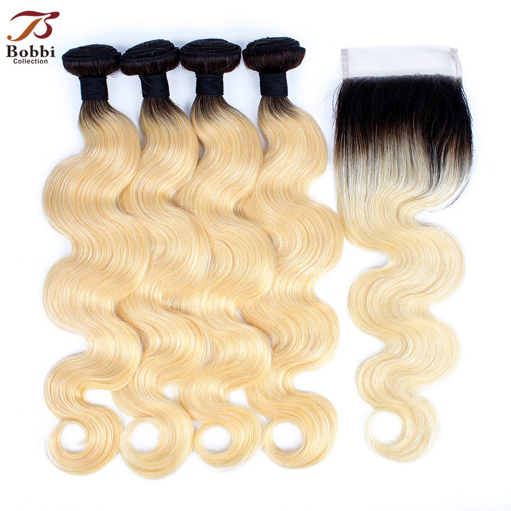 Ombre Blonde Color 1b 613brazilian Body Wave Hair Weave Bundles