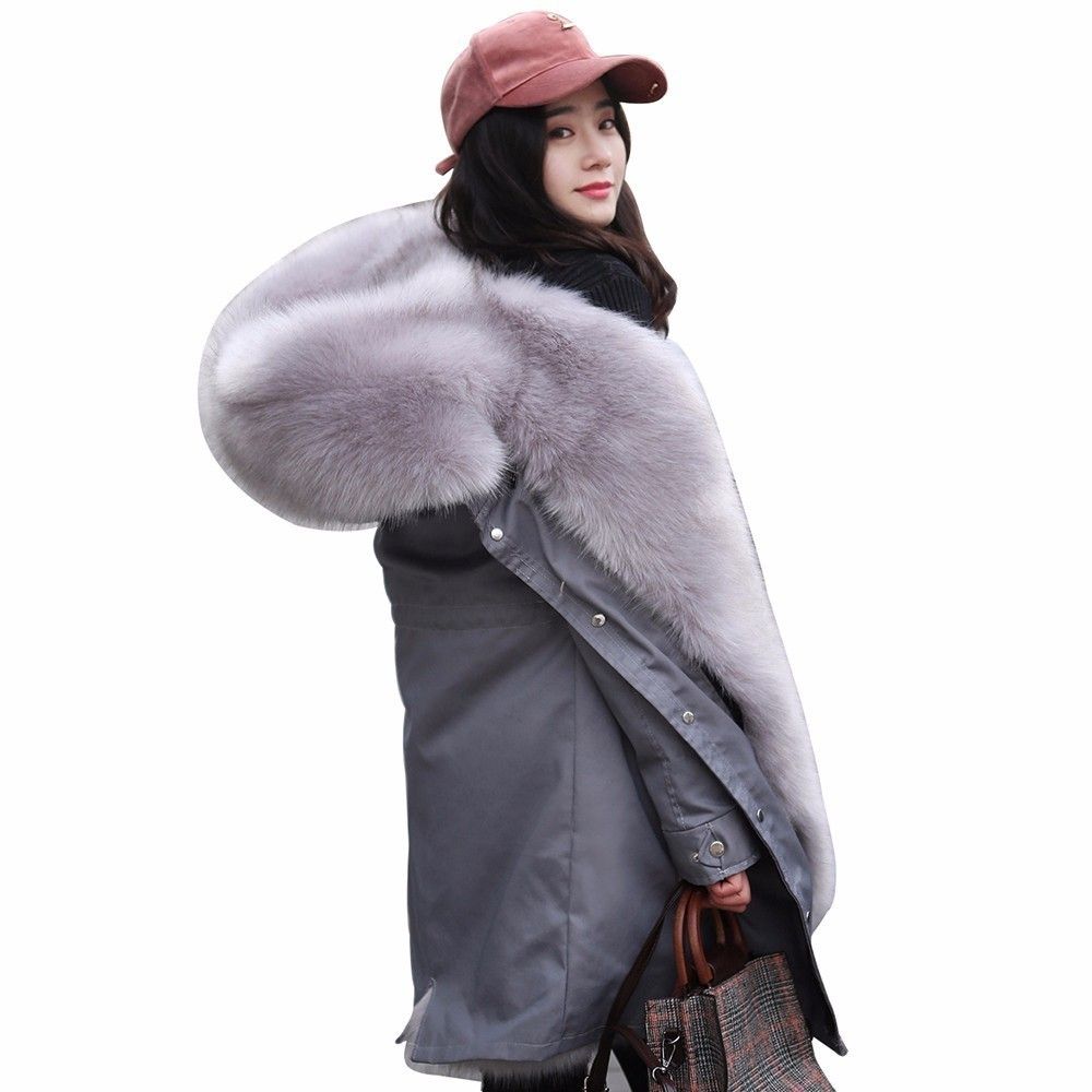 2020 Women Fur Coat 2018 Winter New Warm Pink Lining Suede Fur Camo Thick Jacket Hooded Collar