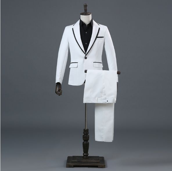White Singer Bar Blazer Men Formal Dress Suit Men Costume Homme