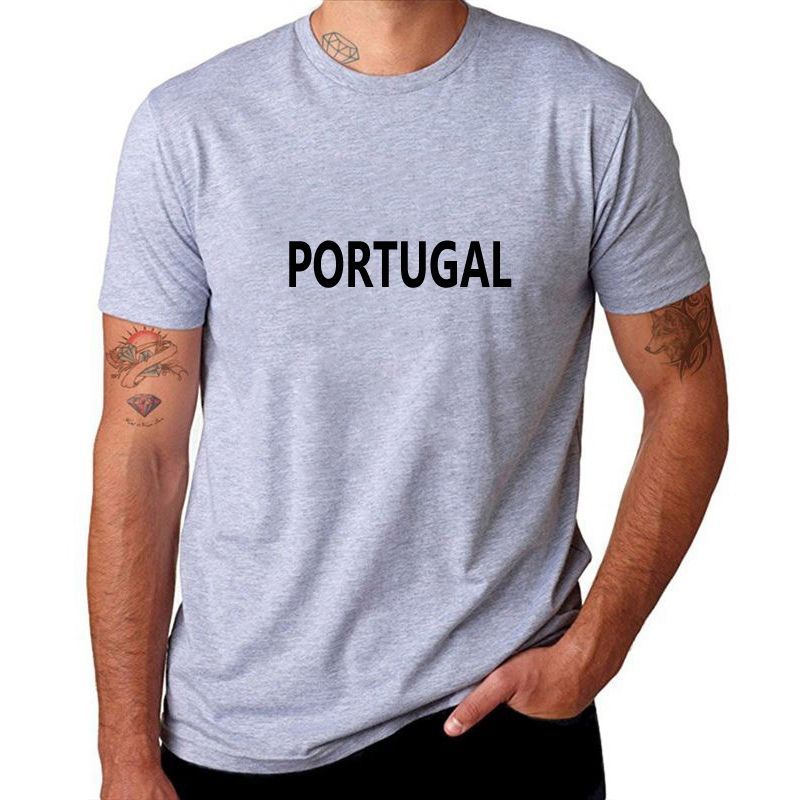 포르투갈 팬들 Cheer Men T-Shirt 짧은 소매 캐주얼 T 셔츠 PORTUGAL 편지 인쇄 된 Tee O-Neck Summer Tops