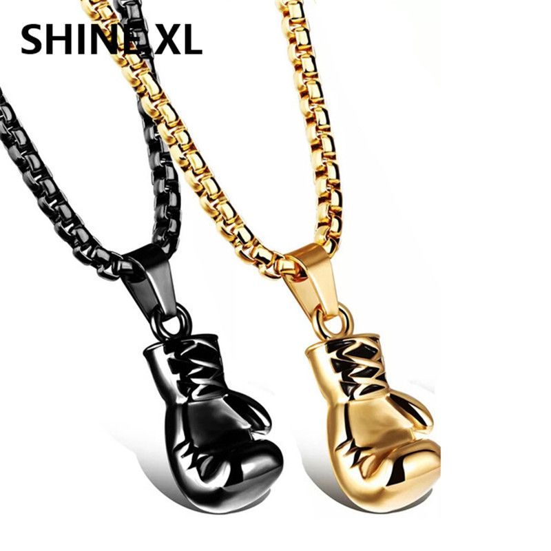 Wholesale Gold/Silver Color Charm Necklace Sport Boxing Jewelry Punk