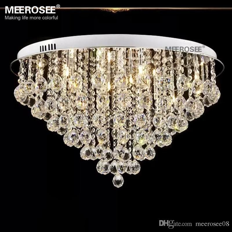 Round Crystal Chandelier Light Fitting G4 Flush Mounted Res De Round Crystal Chandelier Light Fitting G4 Flush Mounted Res De Cristal Lighting For Foyer Lamparas Techo Home Orb