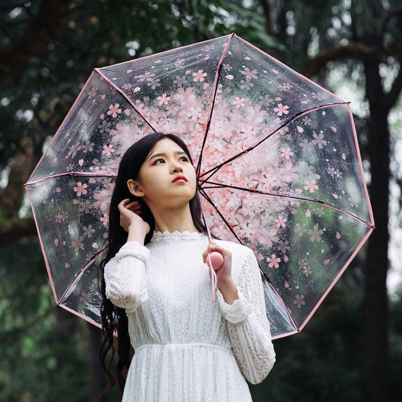 2018 transparent umbrella three fold sun rain umbrellas acrylic