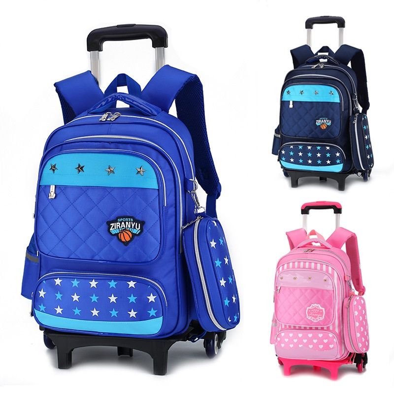 Kids Trolley School Bag For Boys Wheeled Children Backpack For Girls