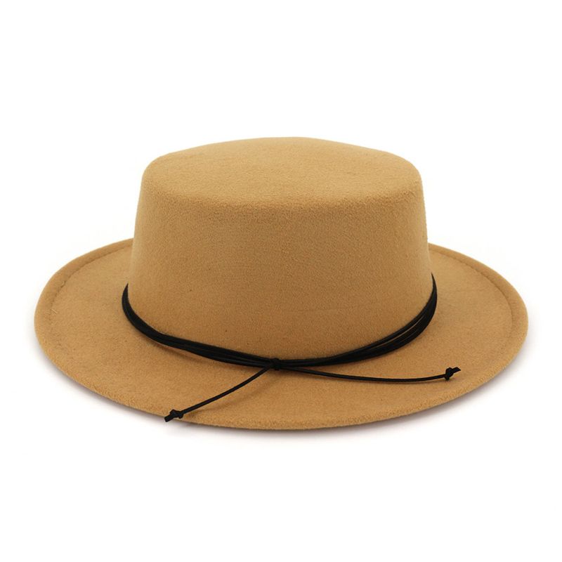 European US Classic Retro Flat Top Bowler Hat Wool Felt Fedoras Hats