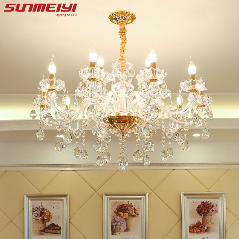 New Luxury K9 Crystal Chandeliers Lighting Gold Candle Led Pendant New Luxury K9 Crystal Chandeliers Lighting Gold Candle Led Pendant Hanging Living Room Res De Cristal Lamp Fixtures Birdcage Chandelier Michigan
