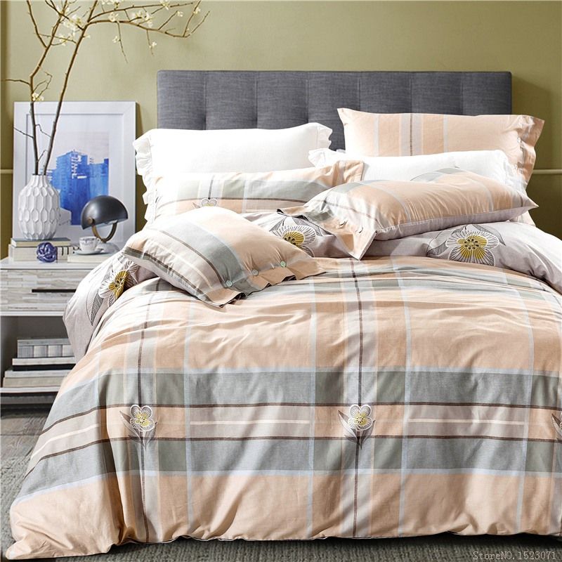 100 Cotton Striped And Plaid Fl Bedding Duvet Cover Funda 100 Cotton Striped And Plaid Fl Bedding Duvet Cover Funda Nordica Bed Linen Girls Designer Sets Dinosaur Double Covers