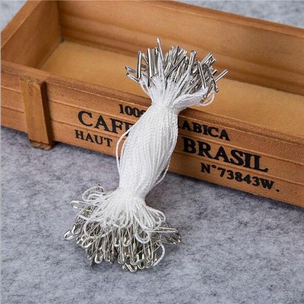 2020 White Hang Tag String With Brass Silver Safety Pin 10cm Long Good