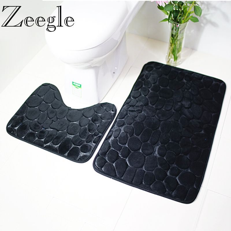 Zeegle 3d Stone Bathroom Mat Anti Slip Bathroom Floor Mats Memory