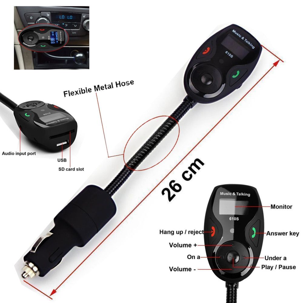 Steering Wheel Control+Universal LCD Display Bluetooth Wireless Car MP3