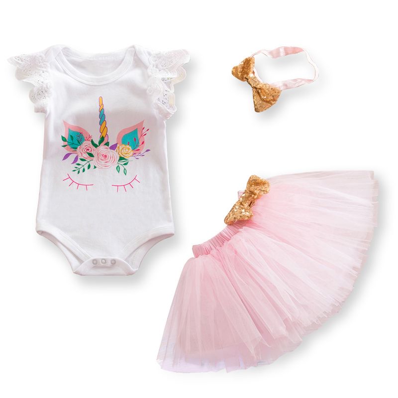 2019 1 Year Birthday Dress Baby Girl Christening Gowns Unicorn Party