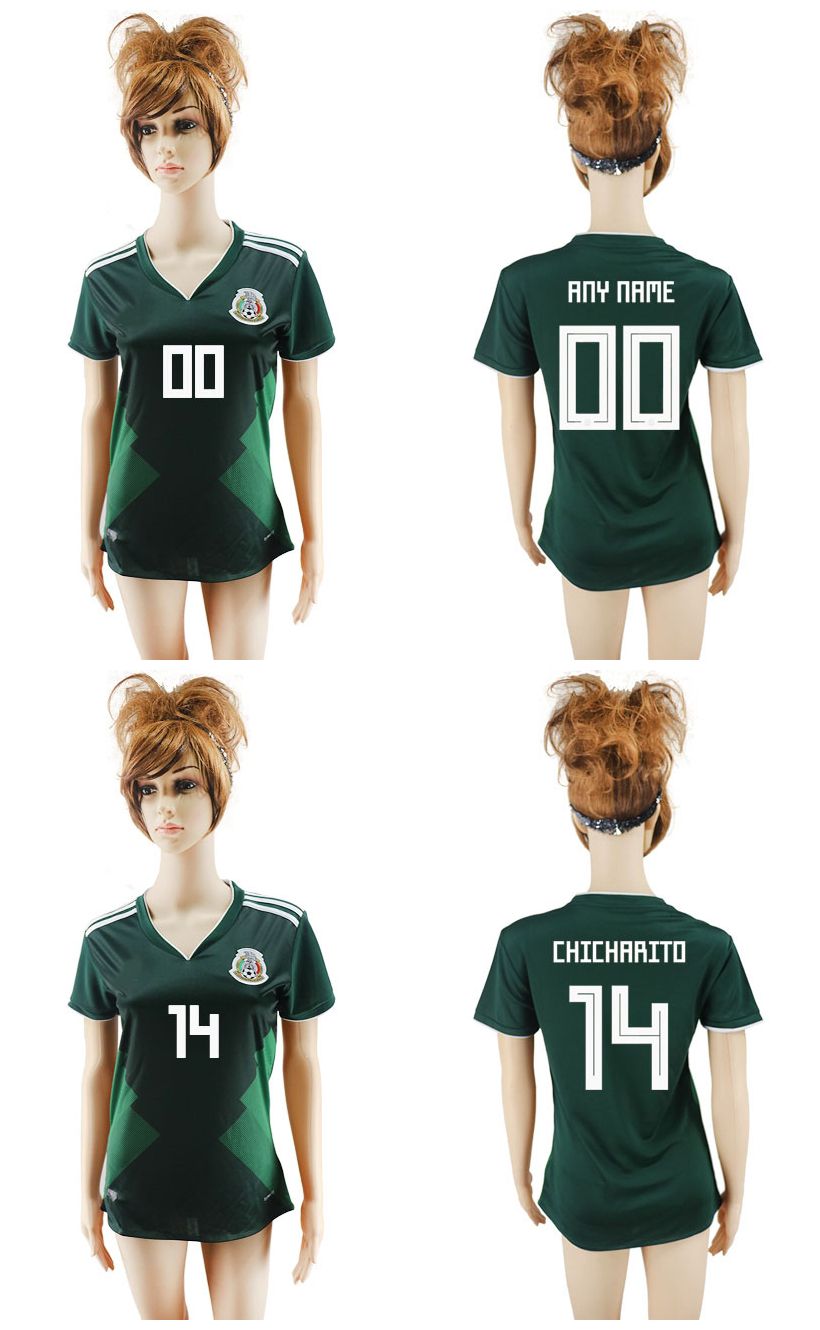 Frauen WM 2018 Mexiko Nationalmannschaftstrikot Mexiko Home Grüne Mädchen Fußballtrikots WM 2018 Frauen Fußballtrikot # 14 CHICHARITO Frauen WM 2018 Mexiko Nationalmannschaftstrikot Mexiko Home Grüne Mädchen Fußballtrikots WM 2018 Frauen Fußballtrikot # 14 CHICHARITO