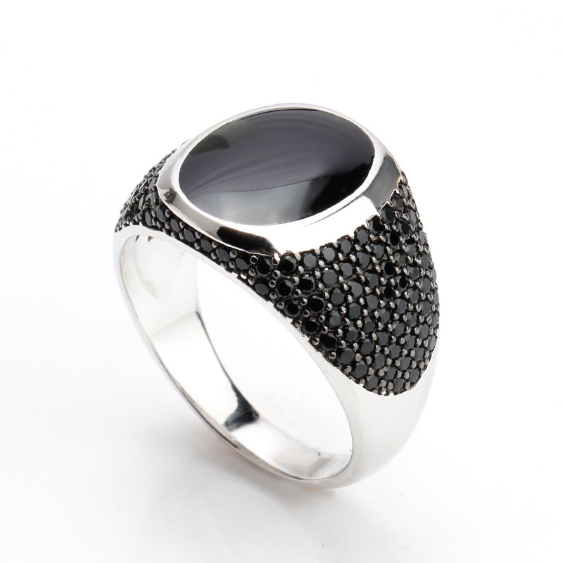 2019 Vintage Black Epoxy Rings For Mens Black Zircon Stone Unique ...