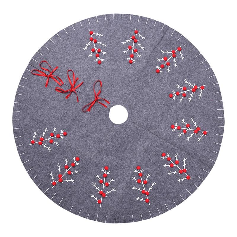 120cm Arbre De Noël Jupe Rond Grand Gris Rouge Bowknot Tapis Darbre De Noël Tapis Arbre De Noël Jupe Pour Décoration De Fête De Noël Maison