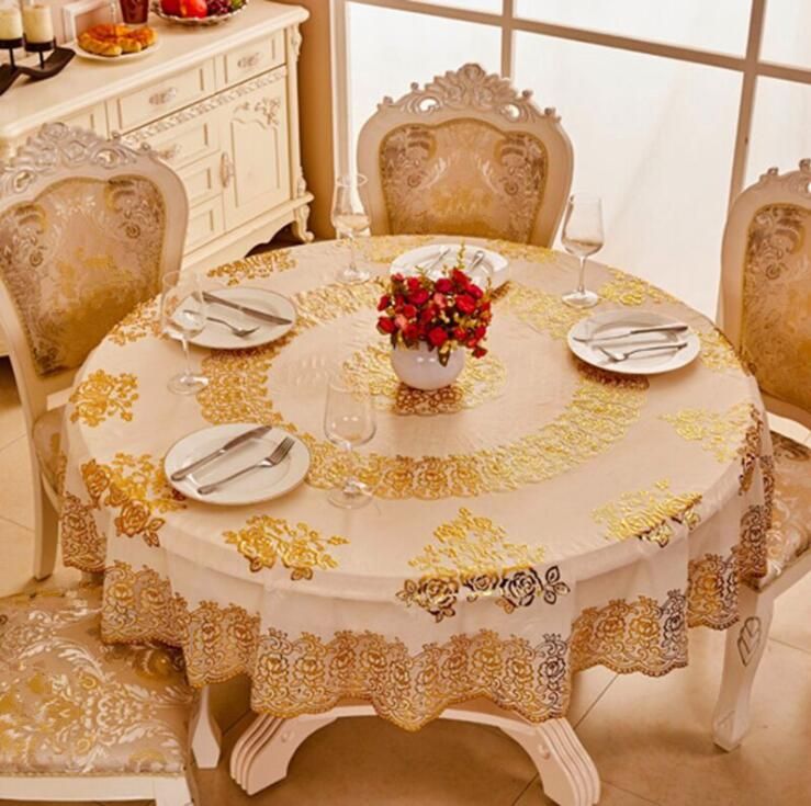 European Style Hot Stamping Table Cloth 12 Design Waterproof European Style Hot Stamping Table Cloth 12 Design Waterproof Oilproof Wipe Clean Tablecloth Cover Elegant Round Home Dinner Covers