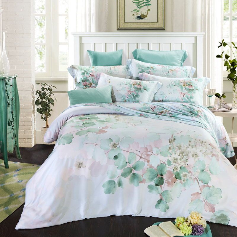Super Soft Tencel Silk Bedding Set King Queen Size Summer Spring Bed Super Soft Tencel Silk Bedding Set King Queen Size Summer Spring Bed Print Duvet Cover Linen Pillow Shams Clearance Designer Comforter