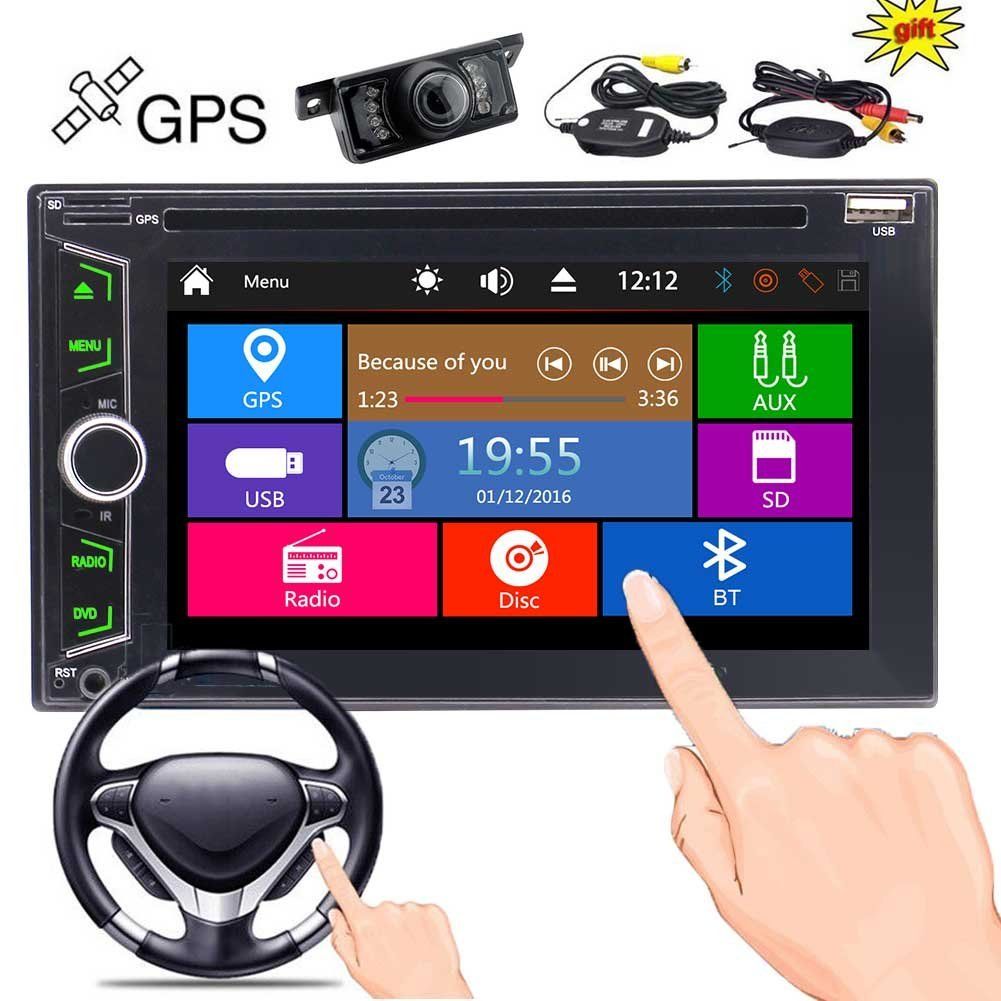 Wireless Rear Camera+Double Din Car DVD Player GPS Navigation 2Din