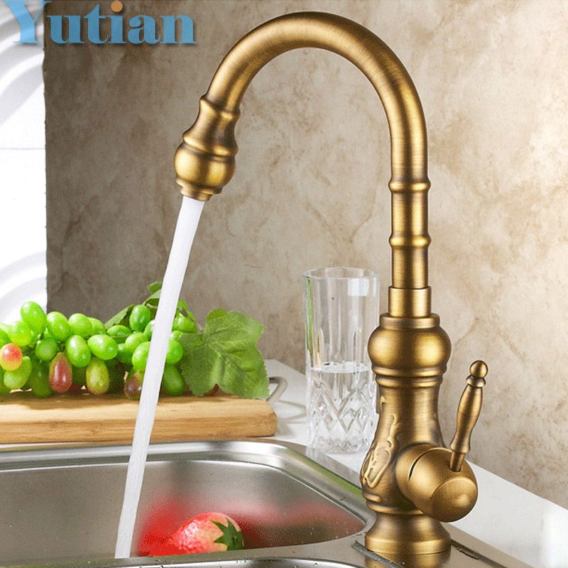 Antique Brass Kitchen Faucet Bronze Finish Water Tap Antique Brass Kitchen Faucet Bronze Finish Water Tap Swivel Spout Vanity Sink Mixer Single Handle 6020 By Homegarden Dhgate Com