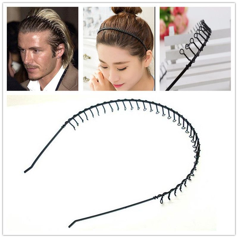 Mens Metal Football Headband Hairband with Teeth Black ...