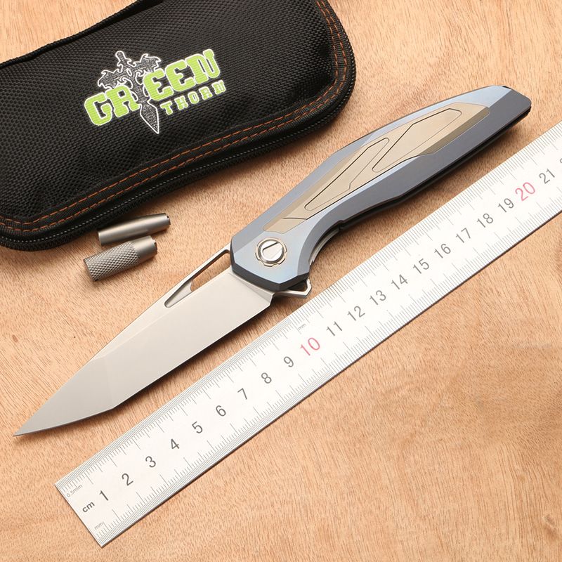 Green Thorn F111 3D Bearing Folding Knife M390 Blade TC4 Titanium Alloy