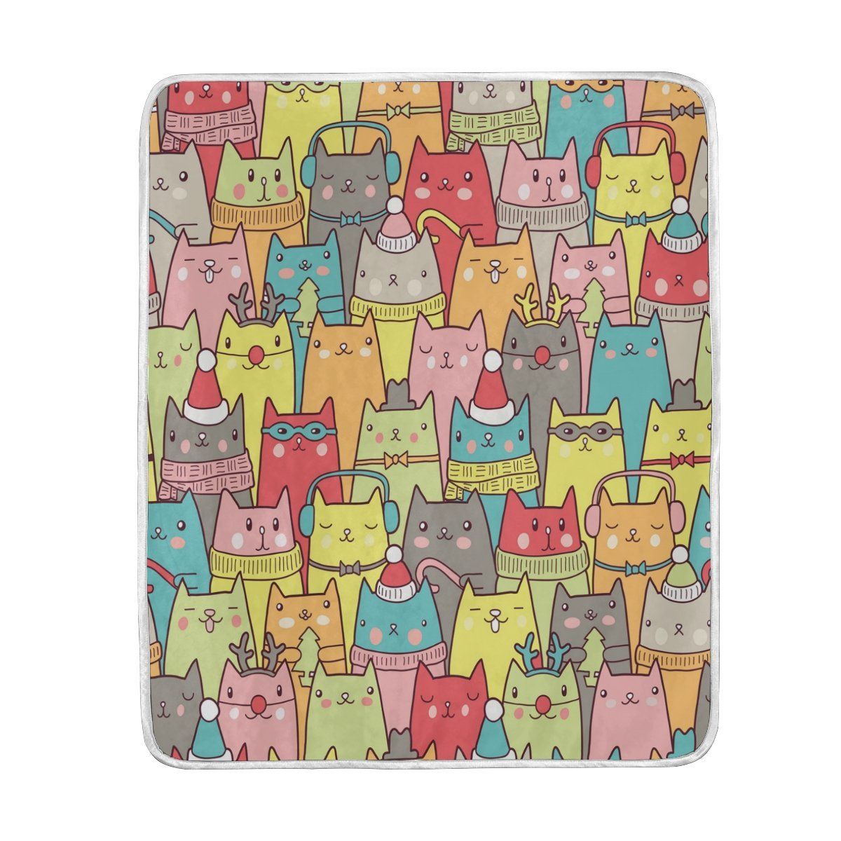 christmas colorful cute cat blanket soft warm cozy bed couch